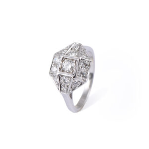 Bague art-déco "La Classique" en or blanc avec diamants