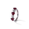 Demi-alliance rubis et diamants en forme de cœur