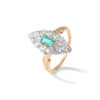 Bague marquise vintage émeraude et diamants