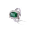 Bague émeraude entourée de diamants en or blanc