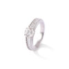 Bague or blanc diamant central avec diamants baguettes