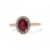 Bague marguerite rubis en or avec entourage de diamants - Joaillerie Nantes