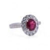 Vue de la bague rubellite ovale avec monture en or blanc – Bijoux Nantes