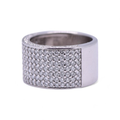 Bague pavage diamant en or blanc large et élégante – Bijouterie Nantes