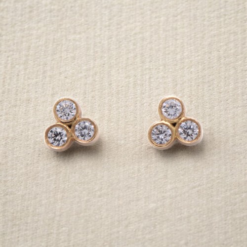 Boucles d'oreilles 6 diamants or jaune – Bijouterie Nantes