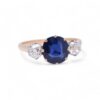 Bague élégante avec saphir non chauffé 1.99 carat et diamants taille ancienne