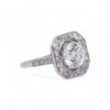Bague Art Déco en platine avec diamants taille ancienne