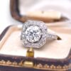 Bague en platine 950, modèle Art Déco avec pierres précieuses
