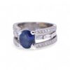 Bague saphir Ceylan bleu dense et diamants, Nantes