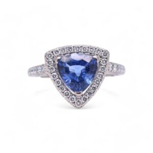 Bague saphir troidia et halo de diamants, Nantes