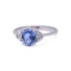 Bague saphir Ceylan et diamants baguettes en or blanc, Nantes