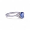 Bague saphir Ceylan et diamants baguettes en or blanc, Nantes