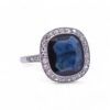 Élégante bague Art Déco en platine, saphir et diamants