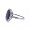 Bague en platine 950, modèle Art Déco avec saphir et pavage
