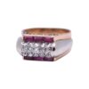 Bague Tank en or jaune et platine avec diamants et rubis, Nantes