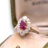 Bague en rubis et diamants, design marquise en or jaune, Nantes