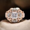 Bague années 1950 en or jaune avec serti de diamants, Nantes