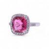 Bague en or blanc avec spinelle rose et entourage de diamants, Nantes