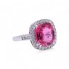 Bague en spinelle taille coussin et diamants, modèle raffiné, Nantes