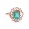 Élégante Bague Émeraude Et Diamants Taille Rose, Nantes
