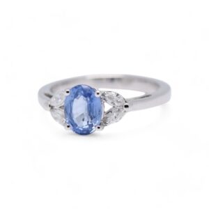 Bague saphir Ceylan et diamants marquise, Nantes