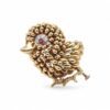 Broche oiseau en or jaune et diamants, Nantes