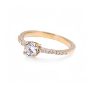 Bague classique avec diamant 0.40 carat et serti griffes, Nantes