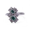 Bague d’occasion avec émeraudes rectangulaires et diamants sertis clos, Nantes