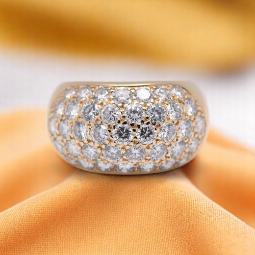 Bague d’occasion en or jaune pavée de 3.20 carats de diamants, Nantes