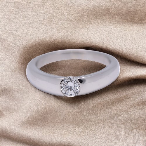 Solitaire en platine 950 avec diamant brillant demi-carat, Nantes