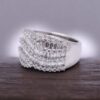 Bague large en or blanc avec diamants ronds et baguettes, Nantes