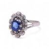 Bague marguerite or blanc avec saphir Ceylan et diamants, Nantes