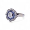 Bague Art Déco en platine avec diamant et saphirs calibrés, Nantes