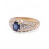 Bague or jaune avec saphir ovale et pavage diamants brillants, Nantes
