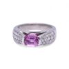 Bague ancienne saphir rose avec pavage diamants, Nantes