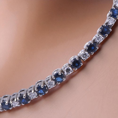 Bracelet alterné saphirs bleus et diamants, Nantes