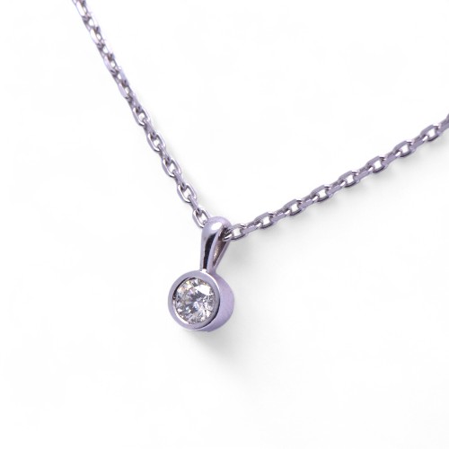 Collier diamant serti clos en or blanc 14 carats, Nantes
