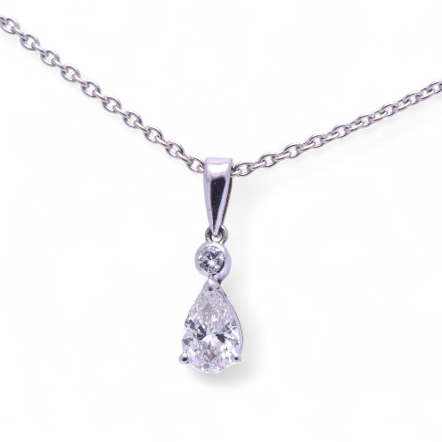 Collier diamant poire en or blanc, Nantes