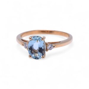 Bague aigue-marine et diamants en or blanc, Nantes