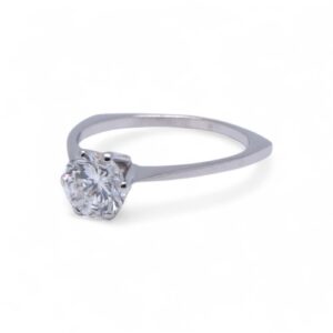 Bague solitaire diamant brillant en or blanc, Nantes