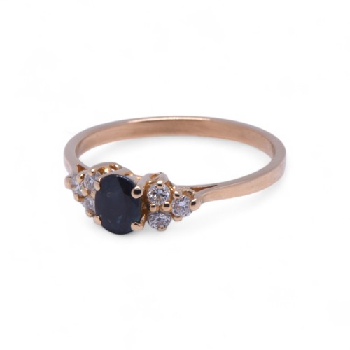 Bague saphir et diamants en or jaune, Nantes
