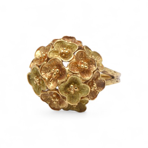 Bague bouquet or jaune décor floral, Nantes