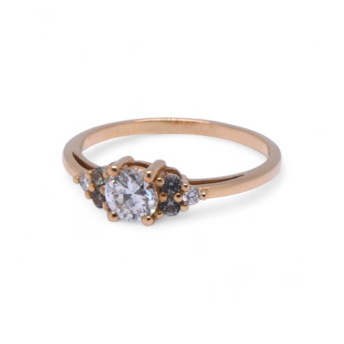 Bague diamant ancien et saphirs verts en or jaune, Nantes