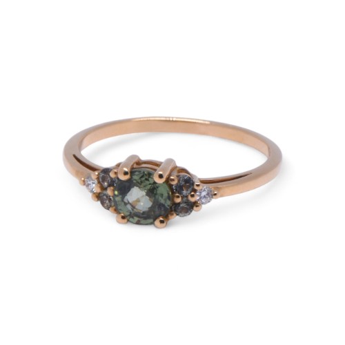 Bague tourmaline verte et diamant en or jaune, Nantes