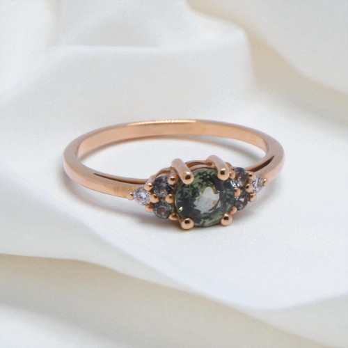 Création atelier bague tourmaline verte et diamant, Nantes