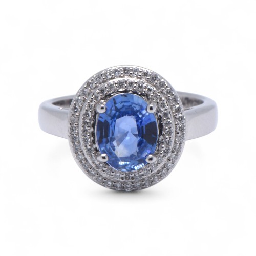 Bague saphir et diamants en or blanc, Nantes