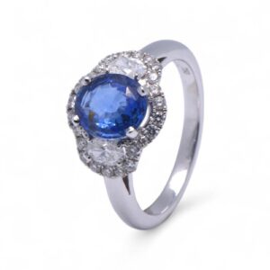 Bague saphir et diamants en or blanc, Nantes
