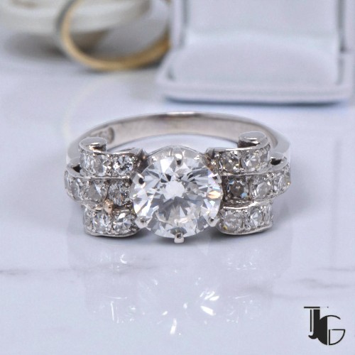 Bague ancienne art déco diamant en or blanc, Nantes