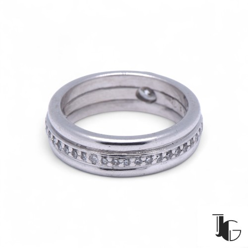 Bague moderne jonc diamant et ligne sertie, Nantes