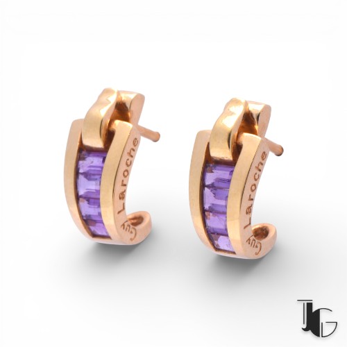 Boucles d’oreilles Guy Laroche améthyste en or jaune 750/1000, Nantes